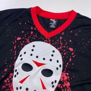 Friday the 13th Jason Voorhees Hockey Jersey Mens XL Black Red Horror Movie 13